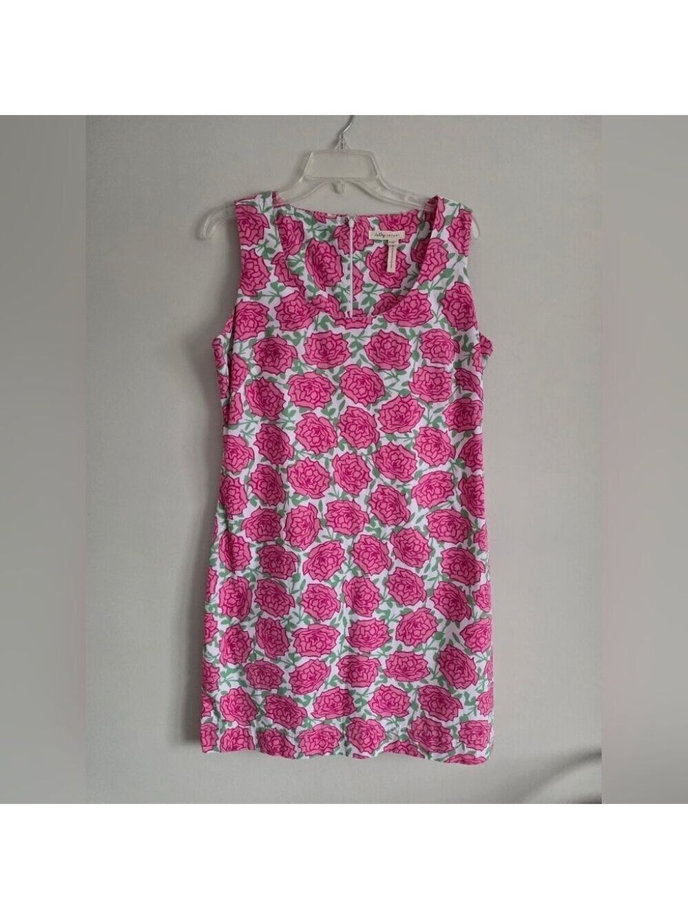 HATLEY | Resort Dress with a pink rose floral pattern Cotton Sz 14